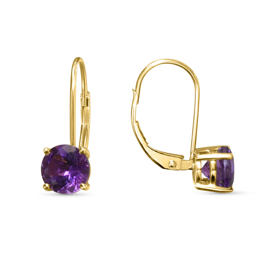 14k Amethyst Leverback Earring