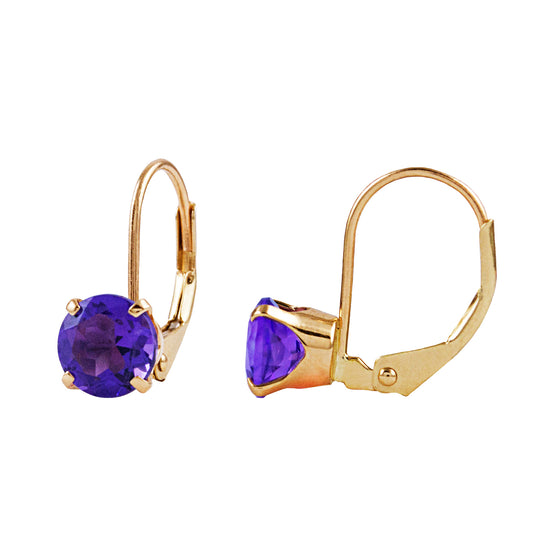 14k Amethyst Leverback Earring