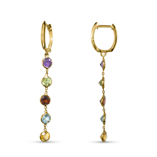 14k Amethyst Peridot Garnet Blue Topaz Citrine Earring