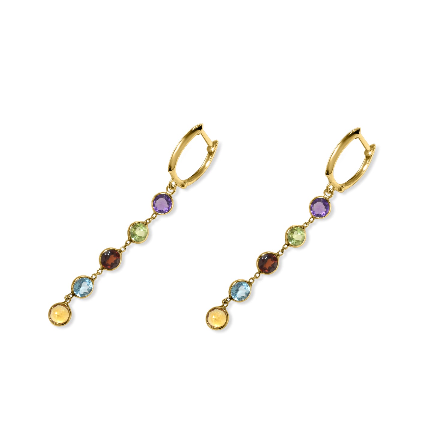 14k Amethyst Peridot Garnet Blue Topaz Citrine Earring