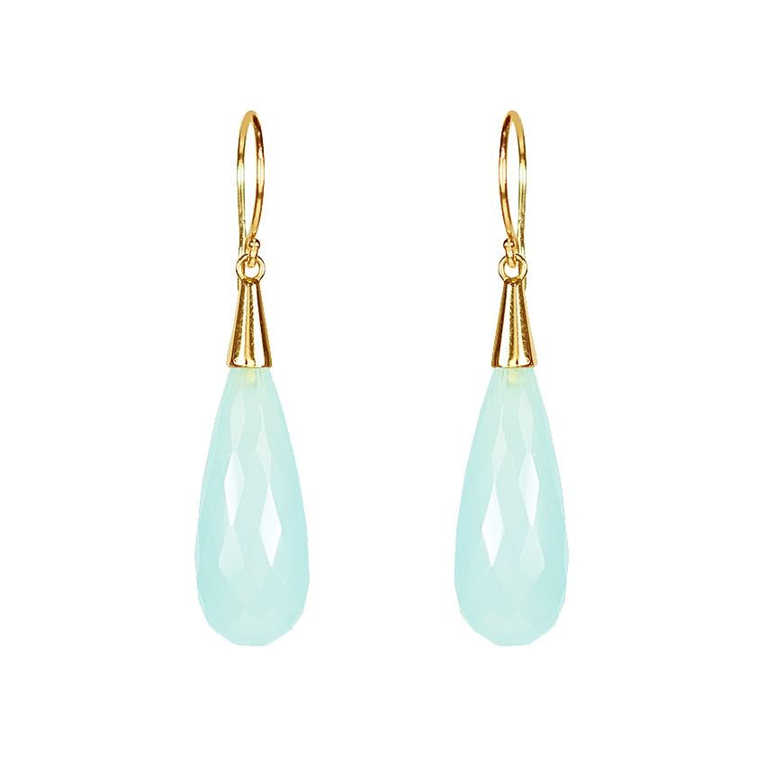 14k Chalcedony Drop Earring freeshipping - Jewelmak Shop