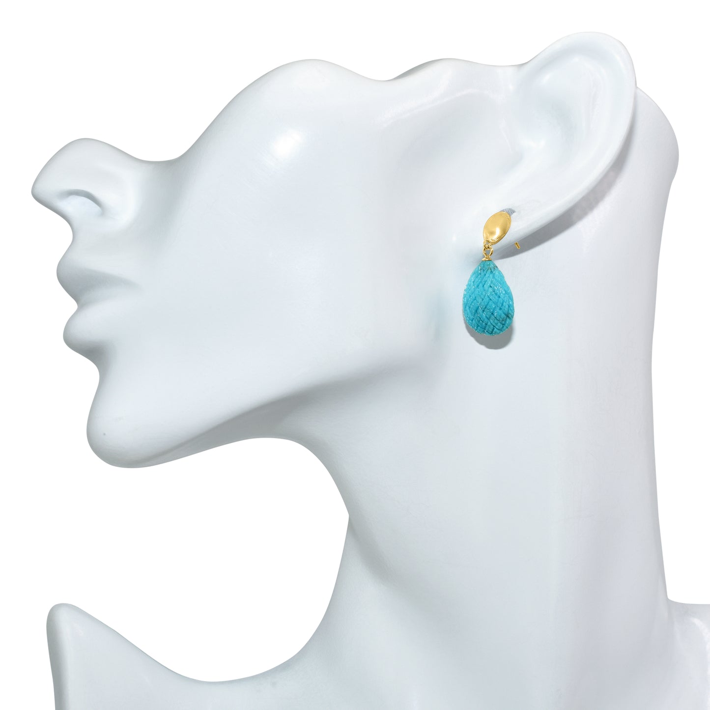 14k Turquoise Woven Texture Earring