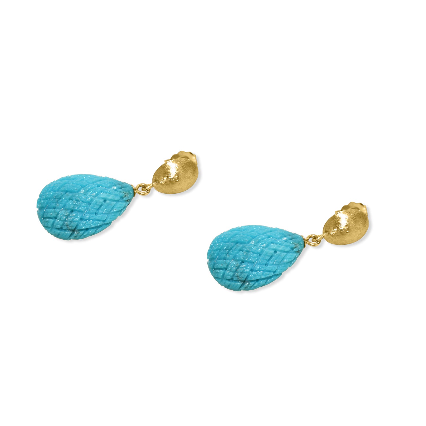 14k Turquoise Woven Texture Earring