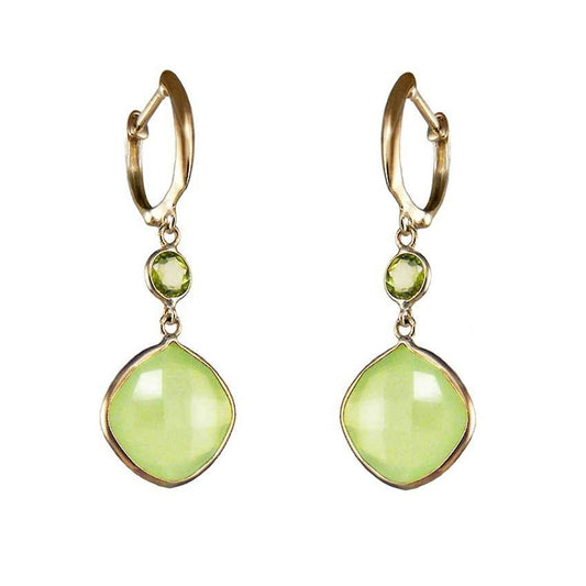 14k Prehnite Cushion Earring freeshipping - Jewelmak Shop