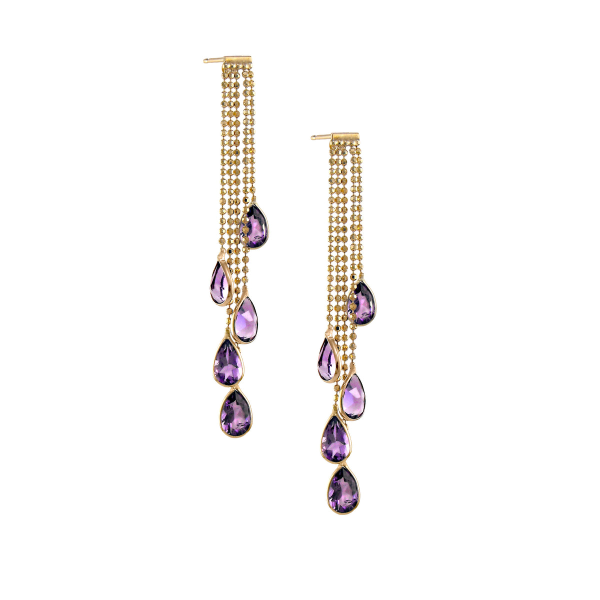 14k Amethyst Pear Shape Drops Earring