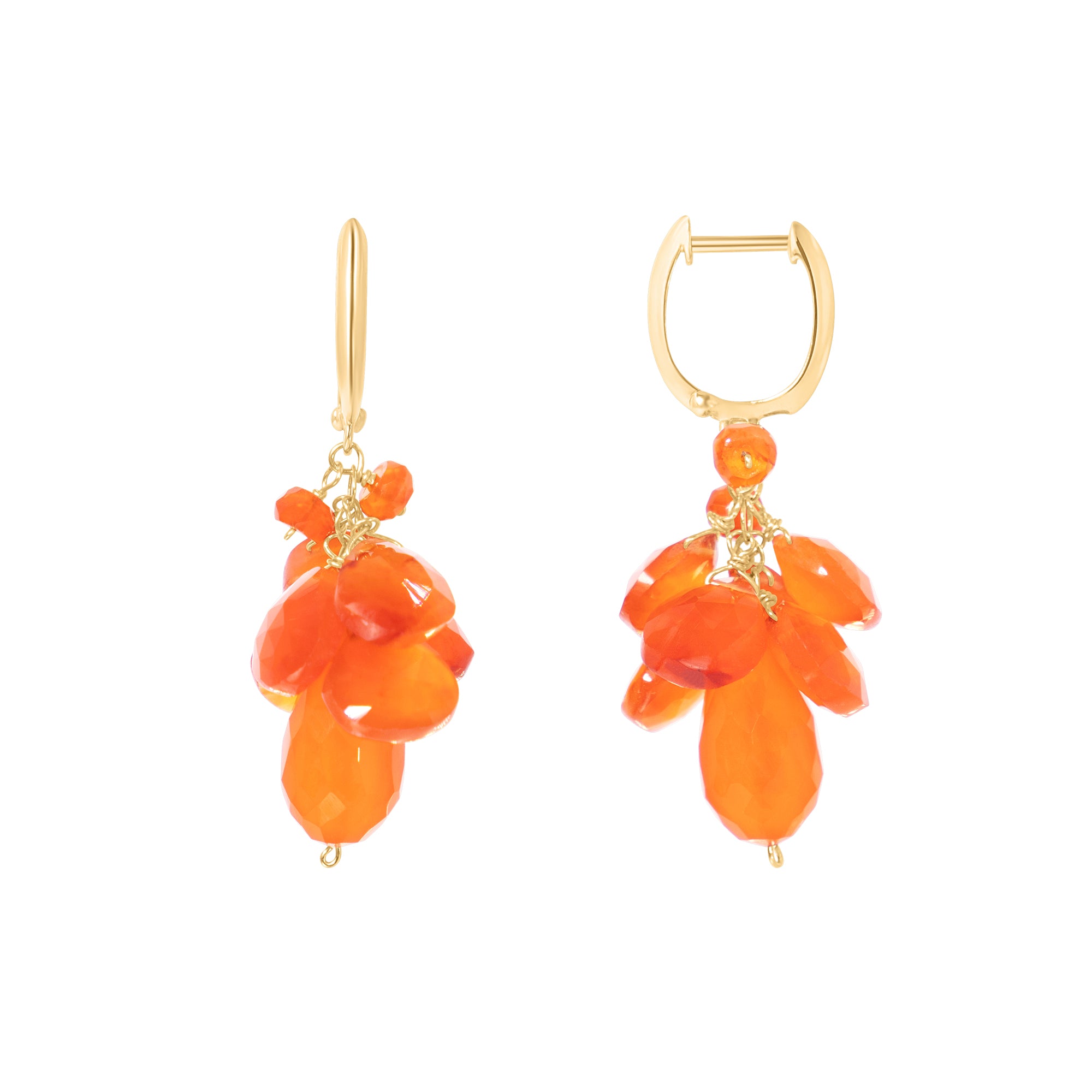 14k Carnelian Huggie Hoop Drop Earrings
