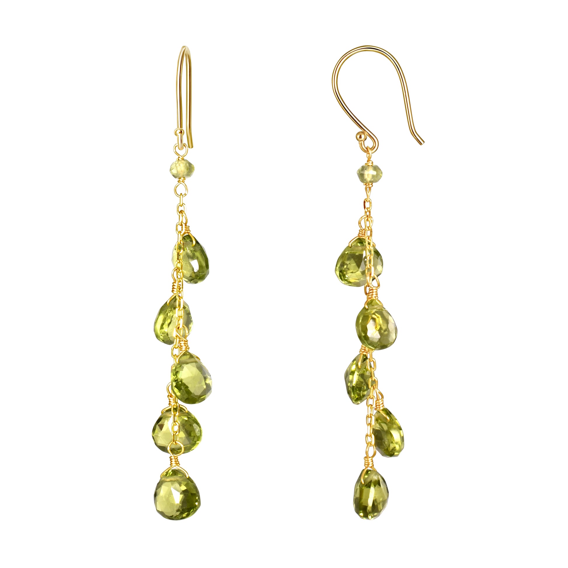 14k Faceted Heart Gemstone Dangle Earring Peridot