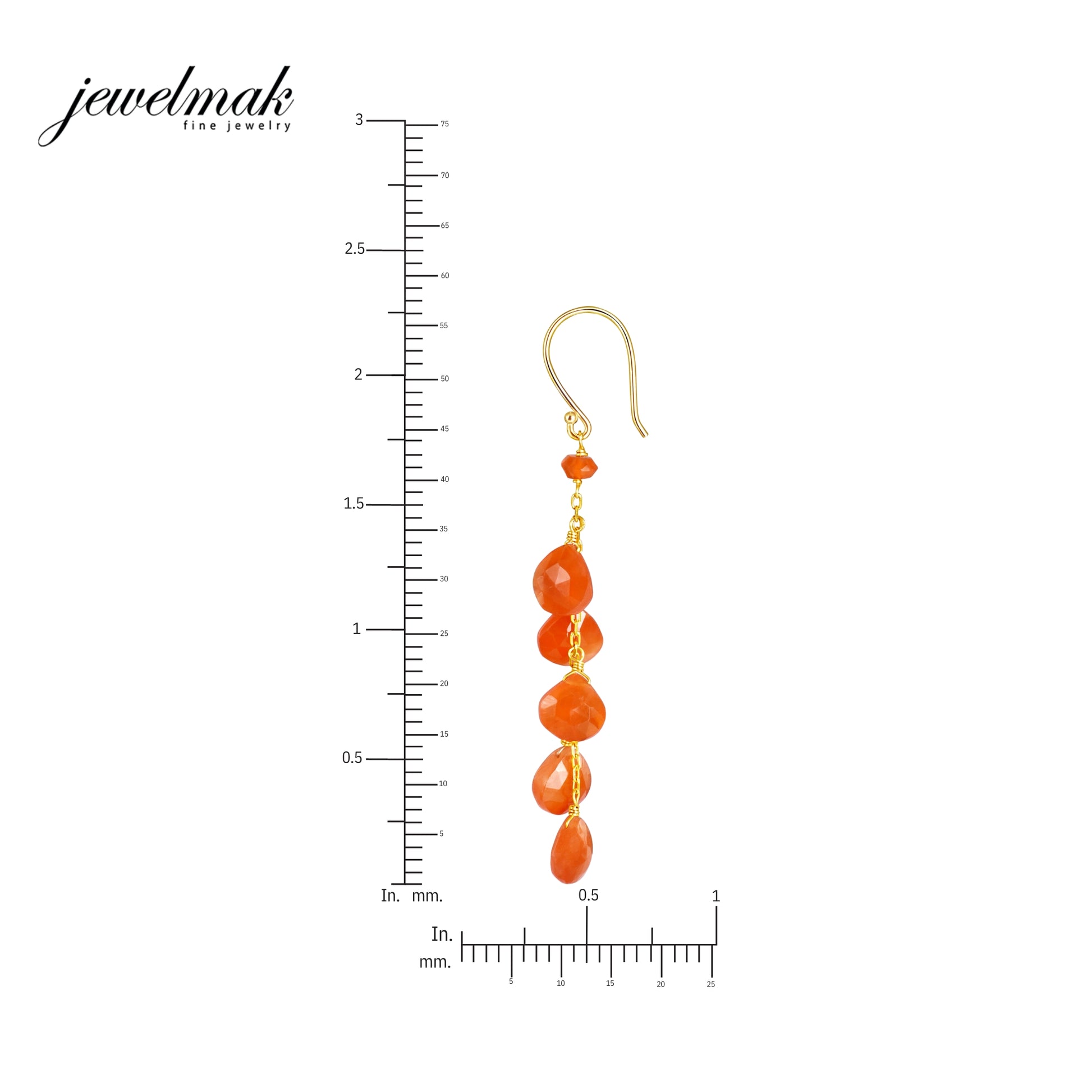 14k Faceted Heart Gemstone Dangle Earring Carnelian