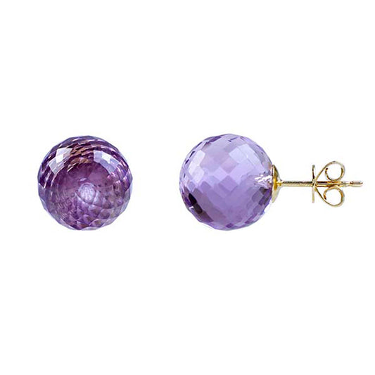 14k Purple Amethyst Faceted Ball Earring