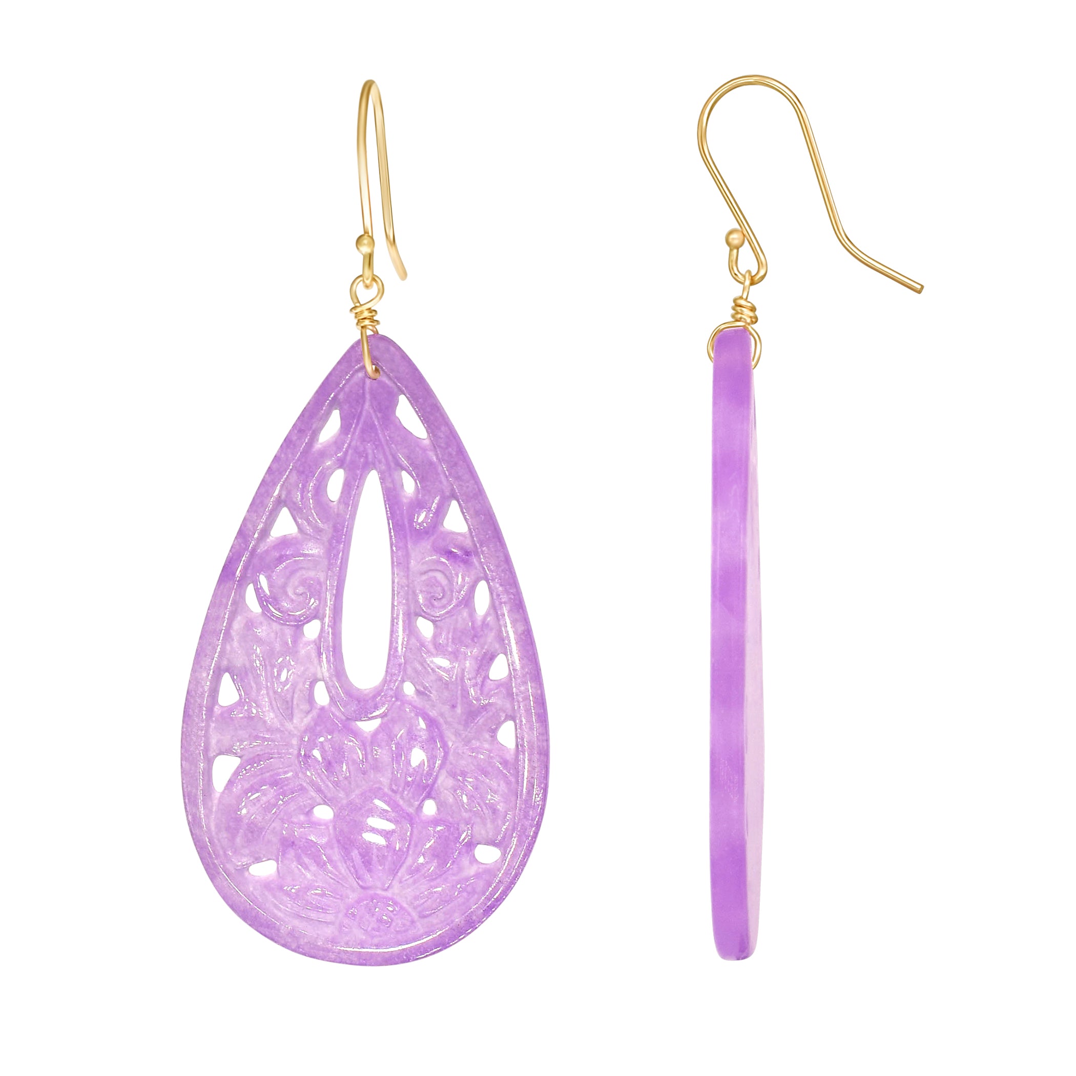 14k Lavender Agate Cut Out Pear Earring