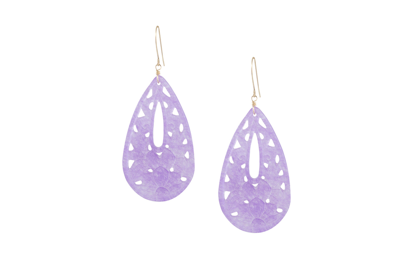 14k Lavender Agate Cut Out Pear Earring