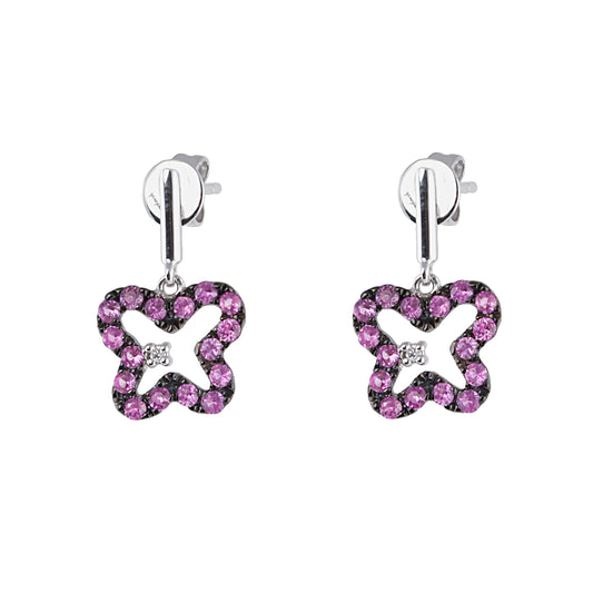 14k White Pink Sapphire Butterfly Earring