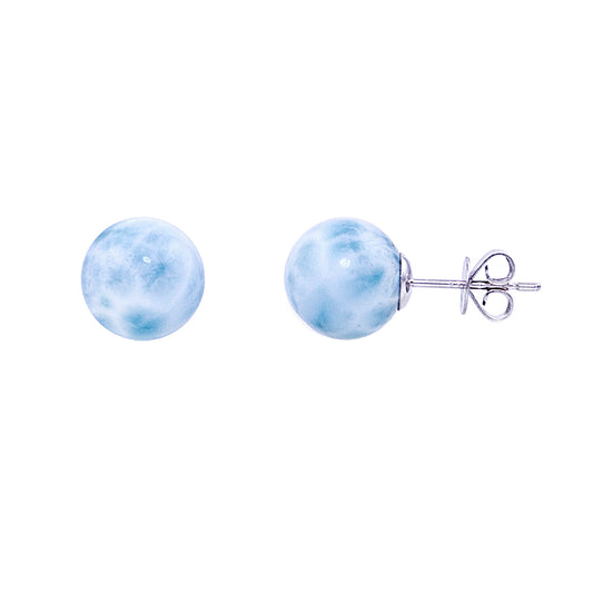 14k Larimar Post Earring 8.5MM