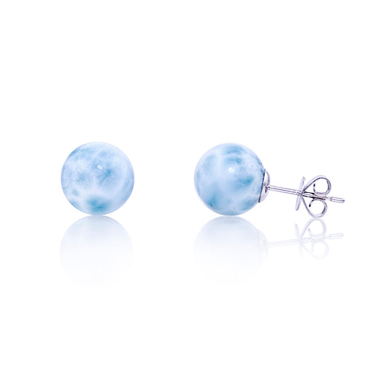 14k Larimar Post Earring 8.5MM