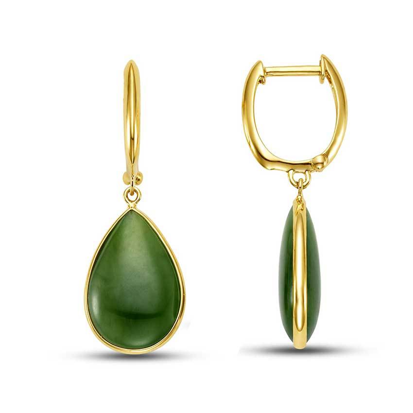 14k Natural Nephrite Jade Pear Shape Earrings freeshipping - Jewelmak Shop