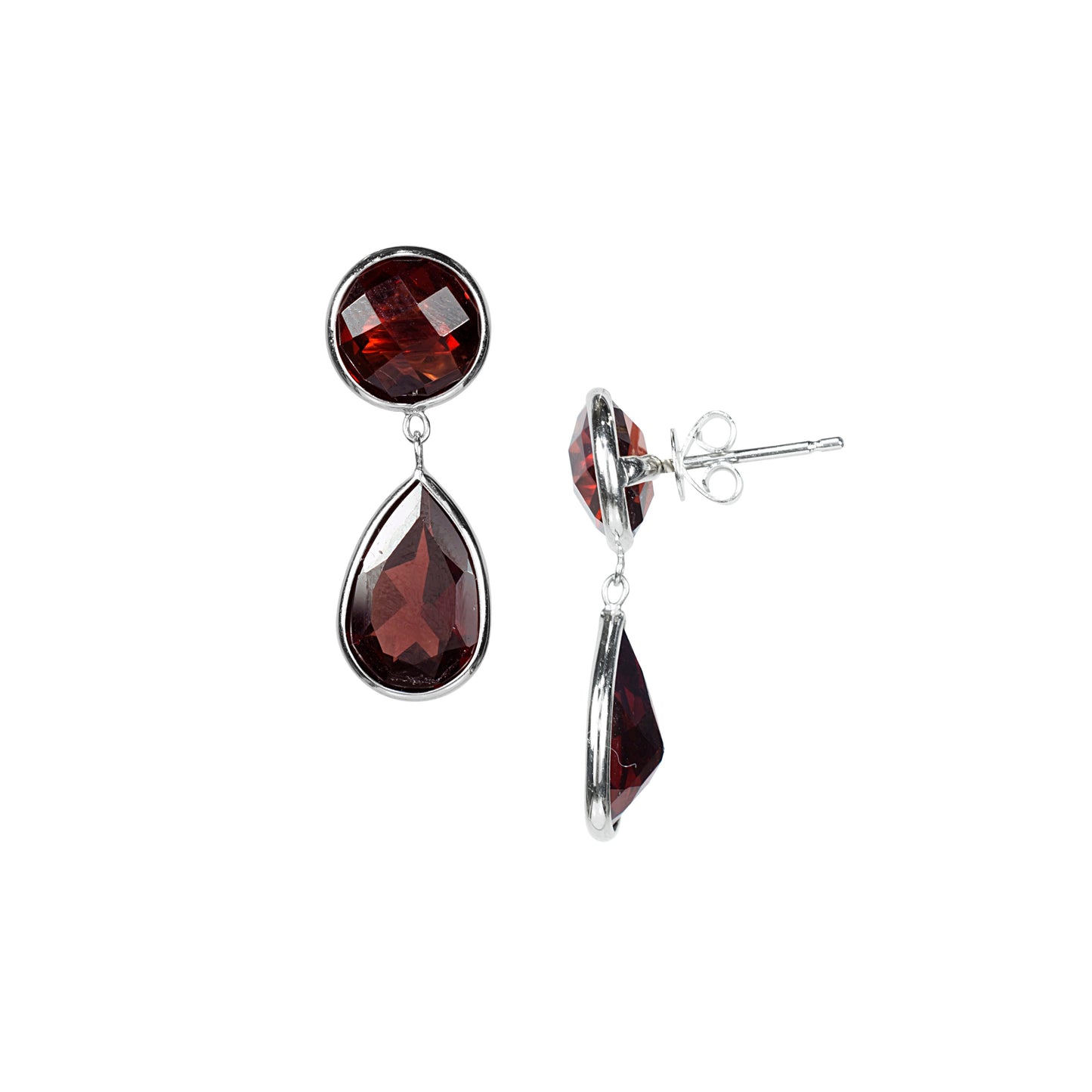 14kw Garnet Bezel Earring