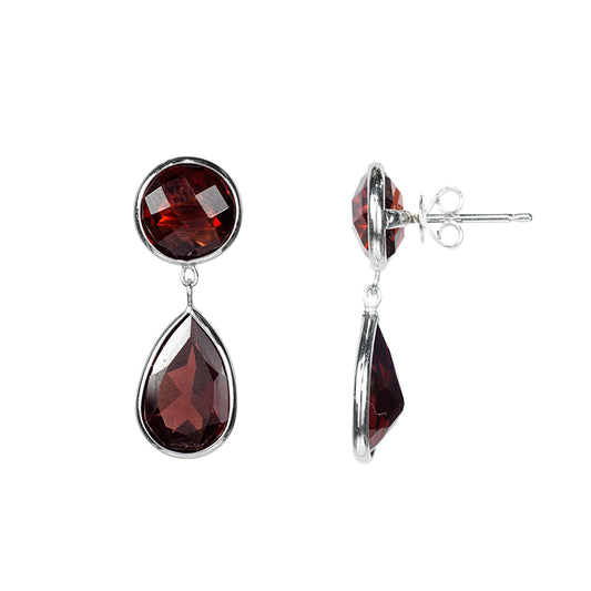 14k Garnet Bezel Earring