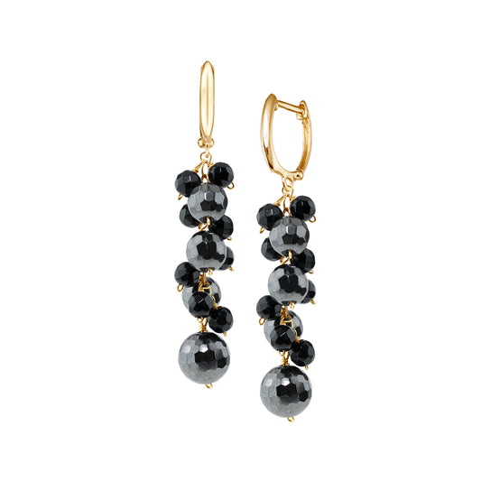 14k Blank Onyx Hematite Hoop Earring
