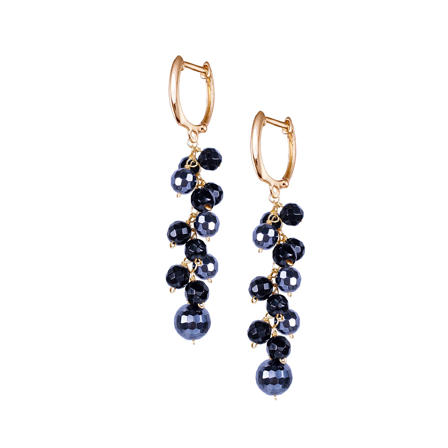 14k Blank Onyx Hematite Hoop Earring