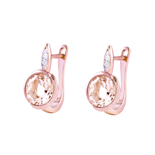 14k Rose Gold Morganite Diamond Earring