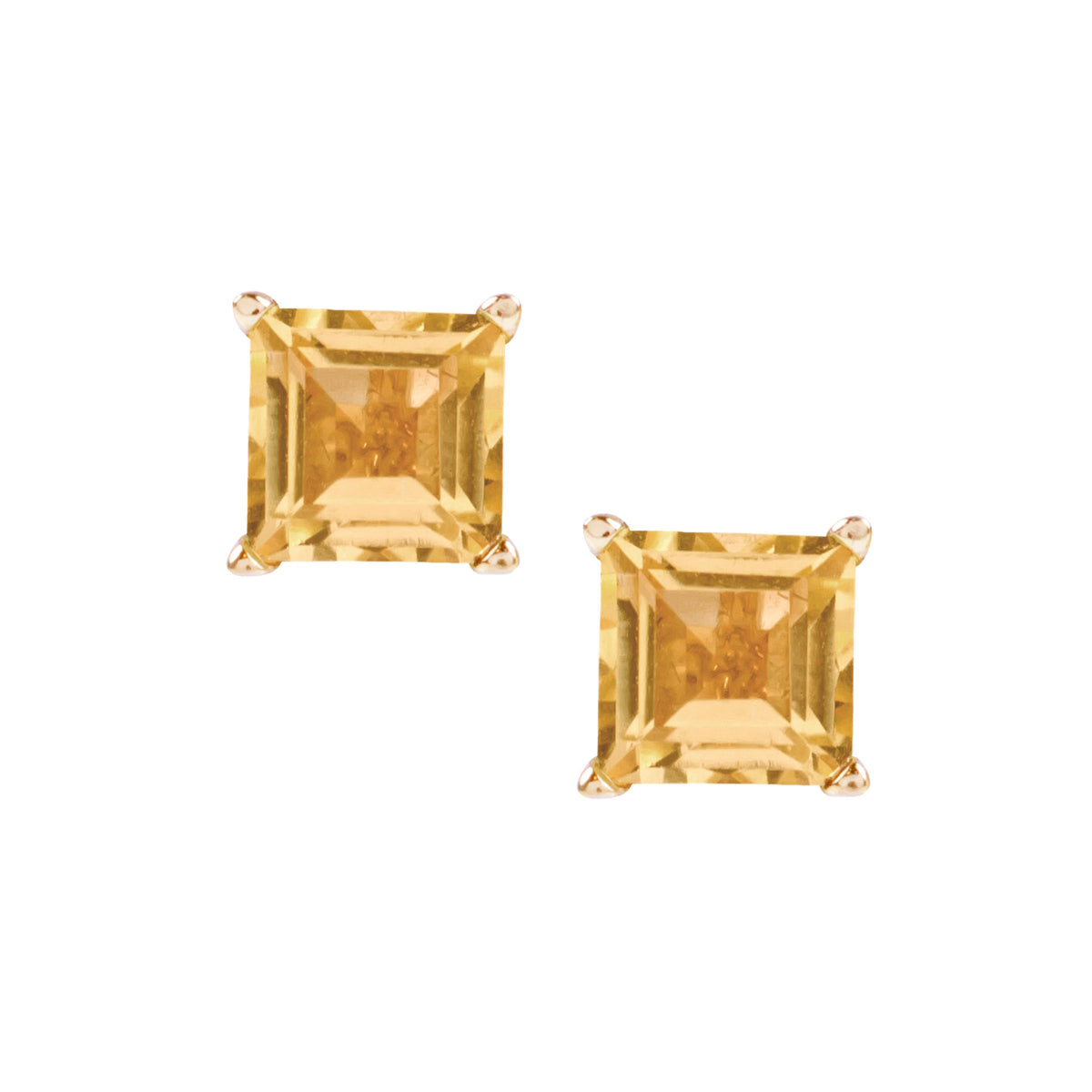 14k Citrine Square Stud Earring