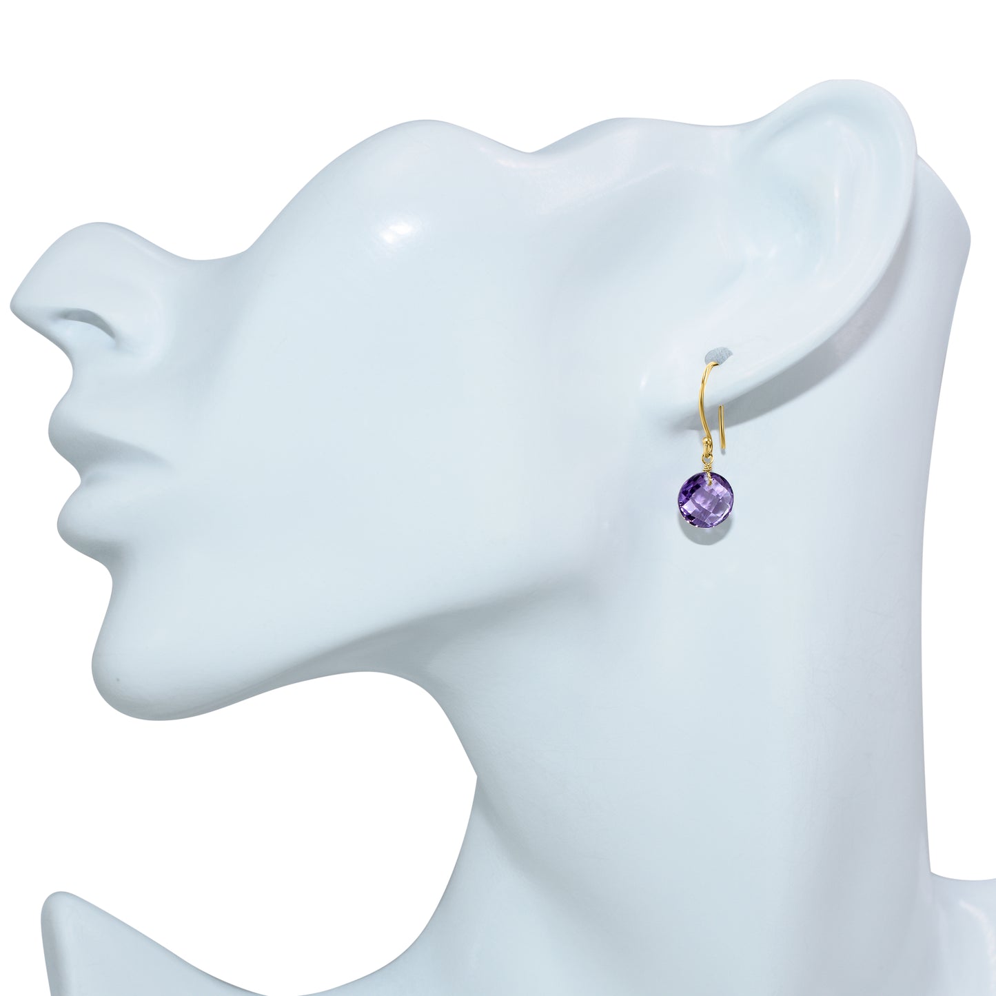 14k Amethyst Briolette Coin Drop Hook Earring