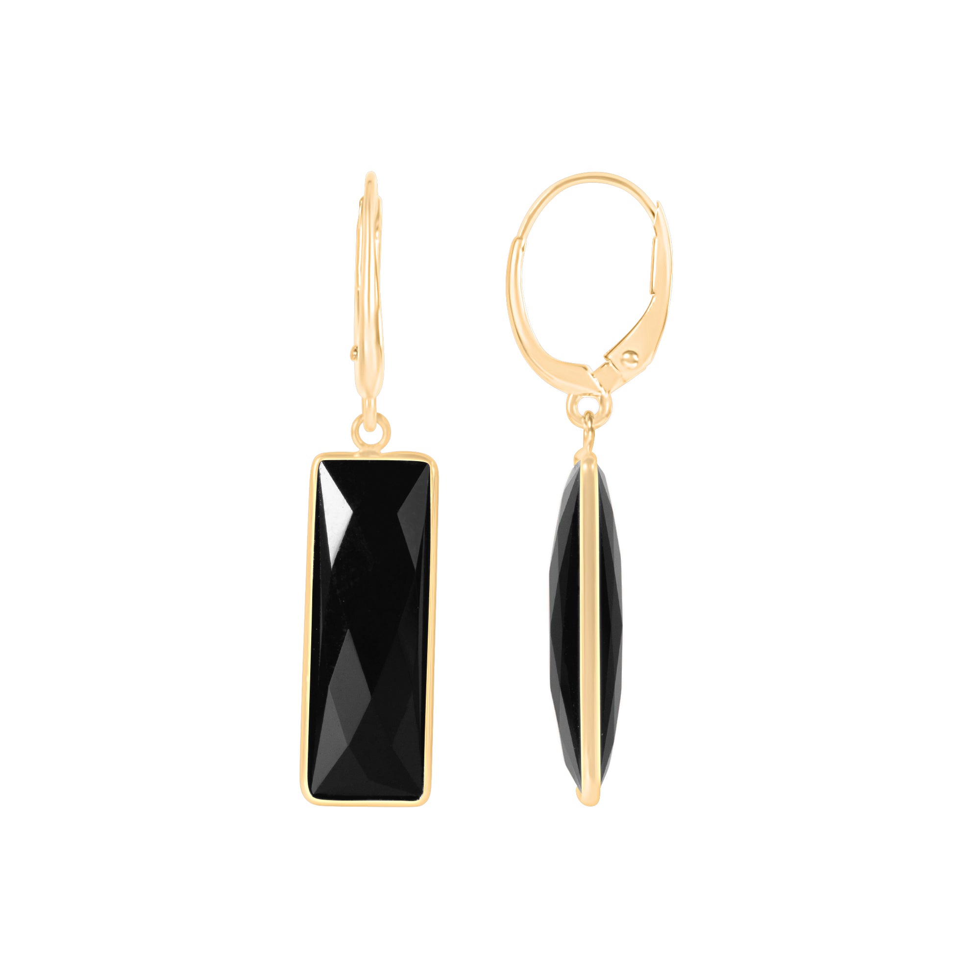 14K YG Faceted Black Onyx Drop newest Bead Post Earrings