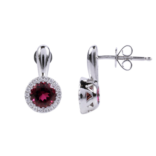 14k Pink Tourmaline Vs Diamond Post Earring