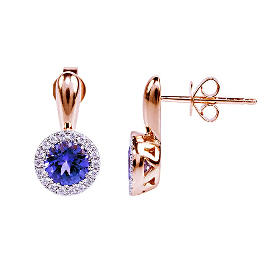 14k Tanzanite VS Diamond Post Earring