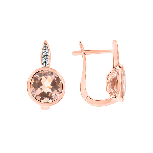 14k Rose Gold Morganite VS Diamond Earrings