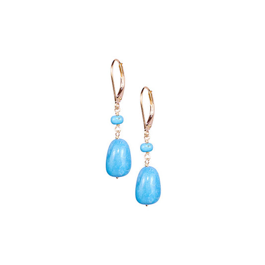 14k Turquoise Leverback Dangle Earring