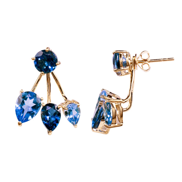 14k Gemstone Front Back Earring
