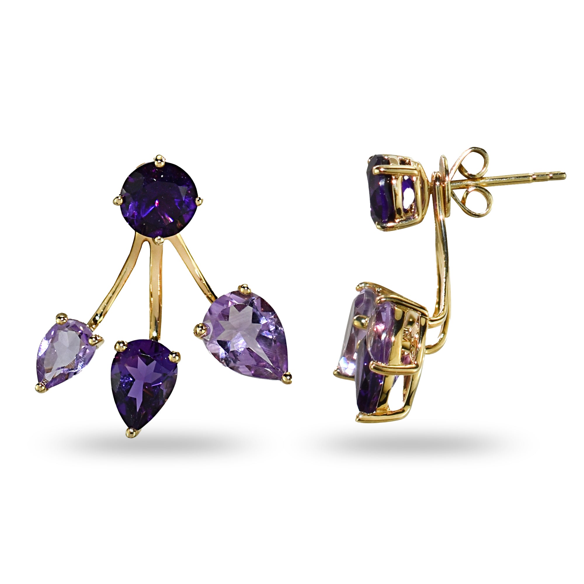14k Gemstone Front Back Earring