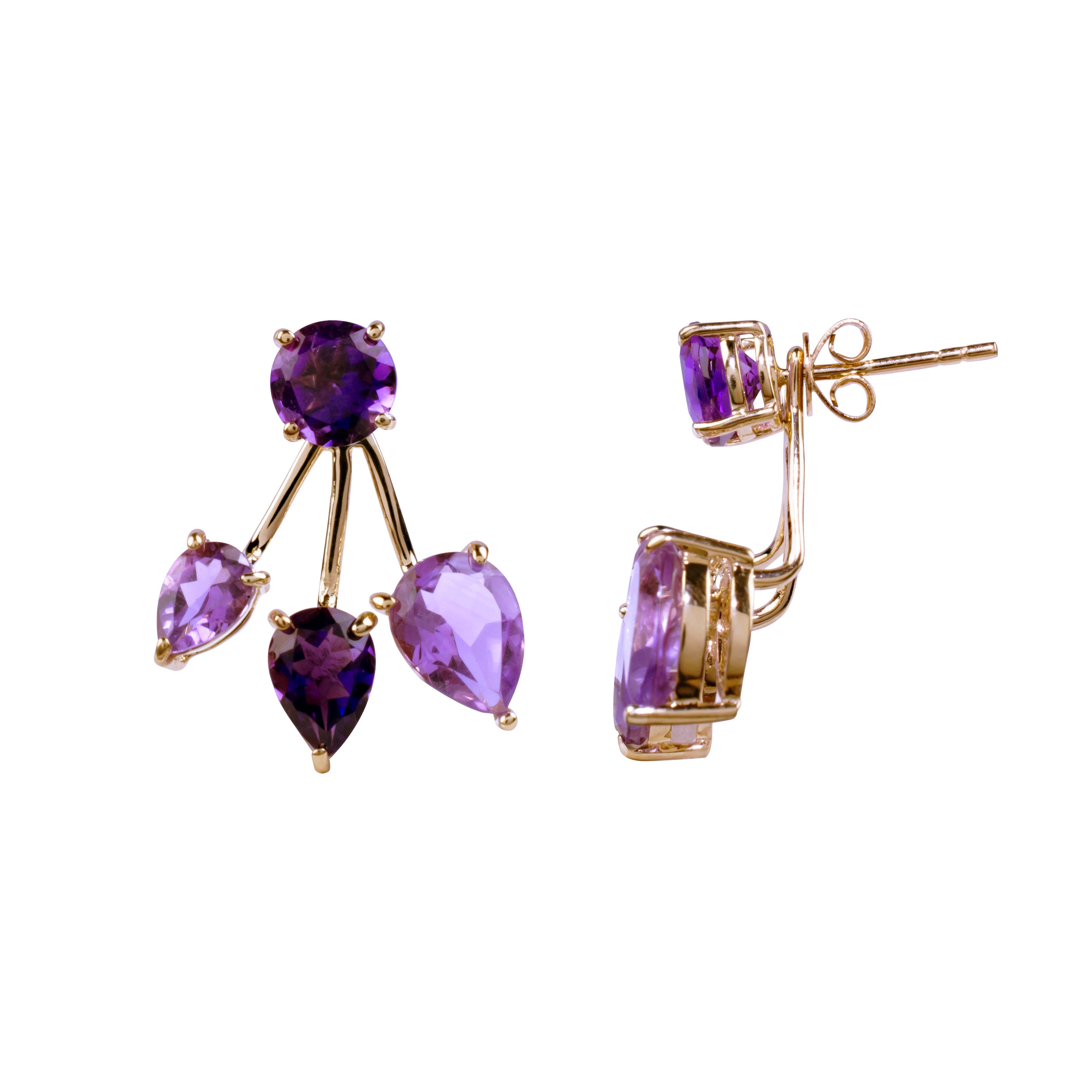 14k Gemstone Front Back Earring