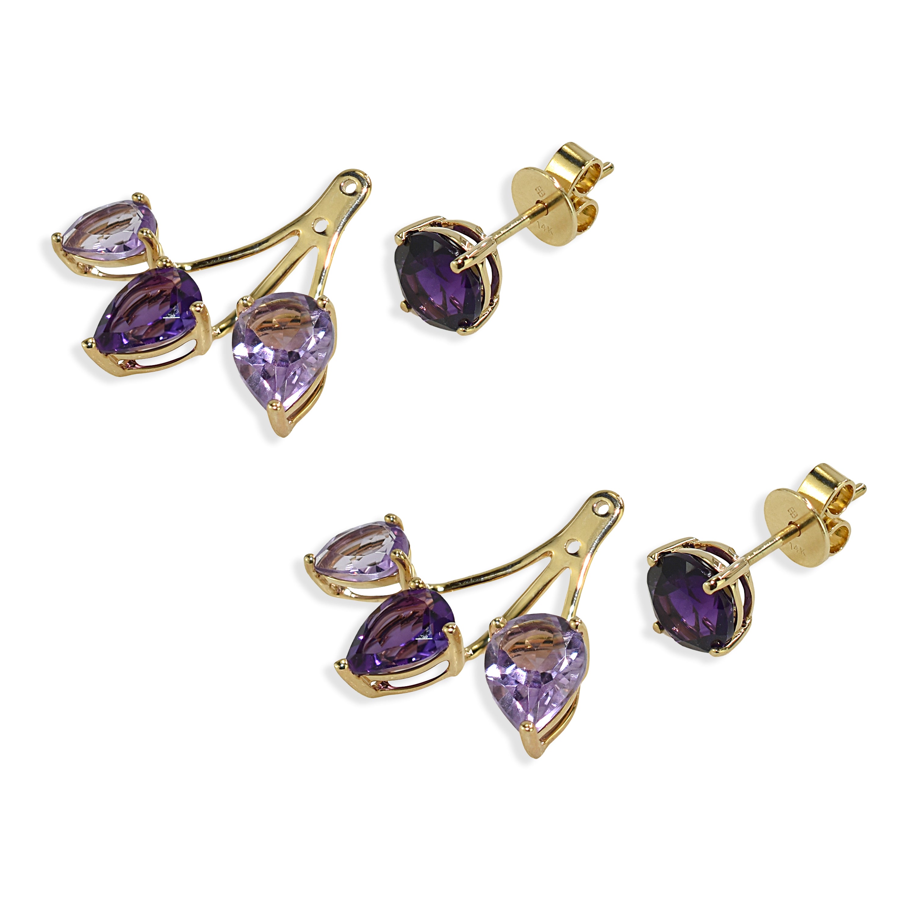 14k Gemstone Front Back Earring