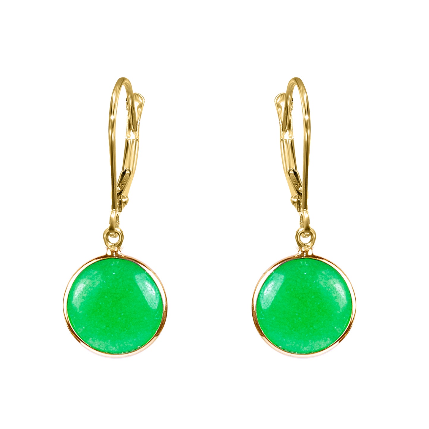 14k Green Jade Leverback Earring