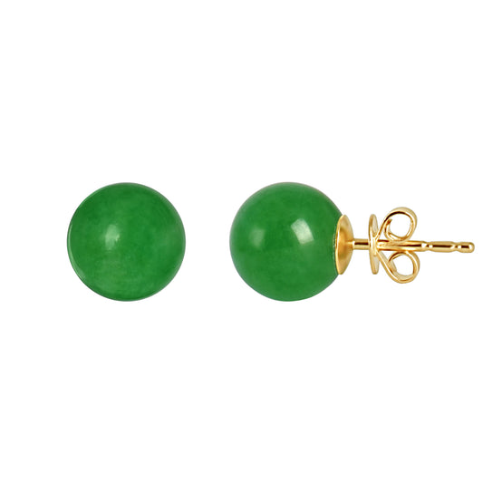 14k Green Jade 8mm Stud Earring