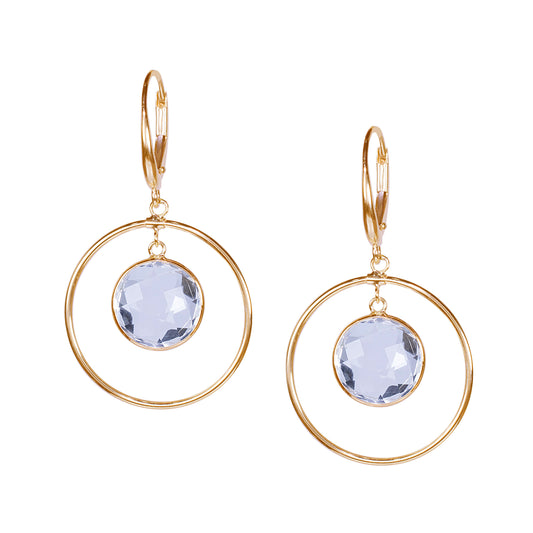 14k White Topaz Circle Earring