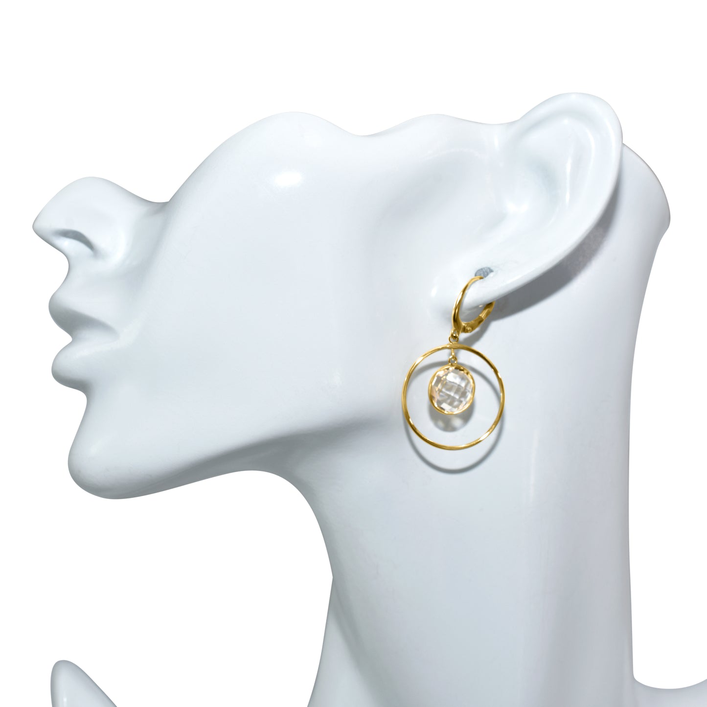 14k White Topaz Circle Earring