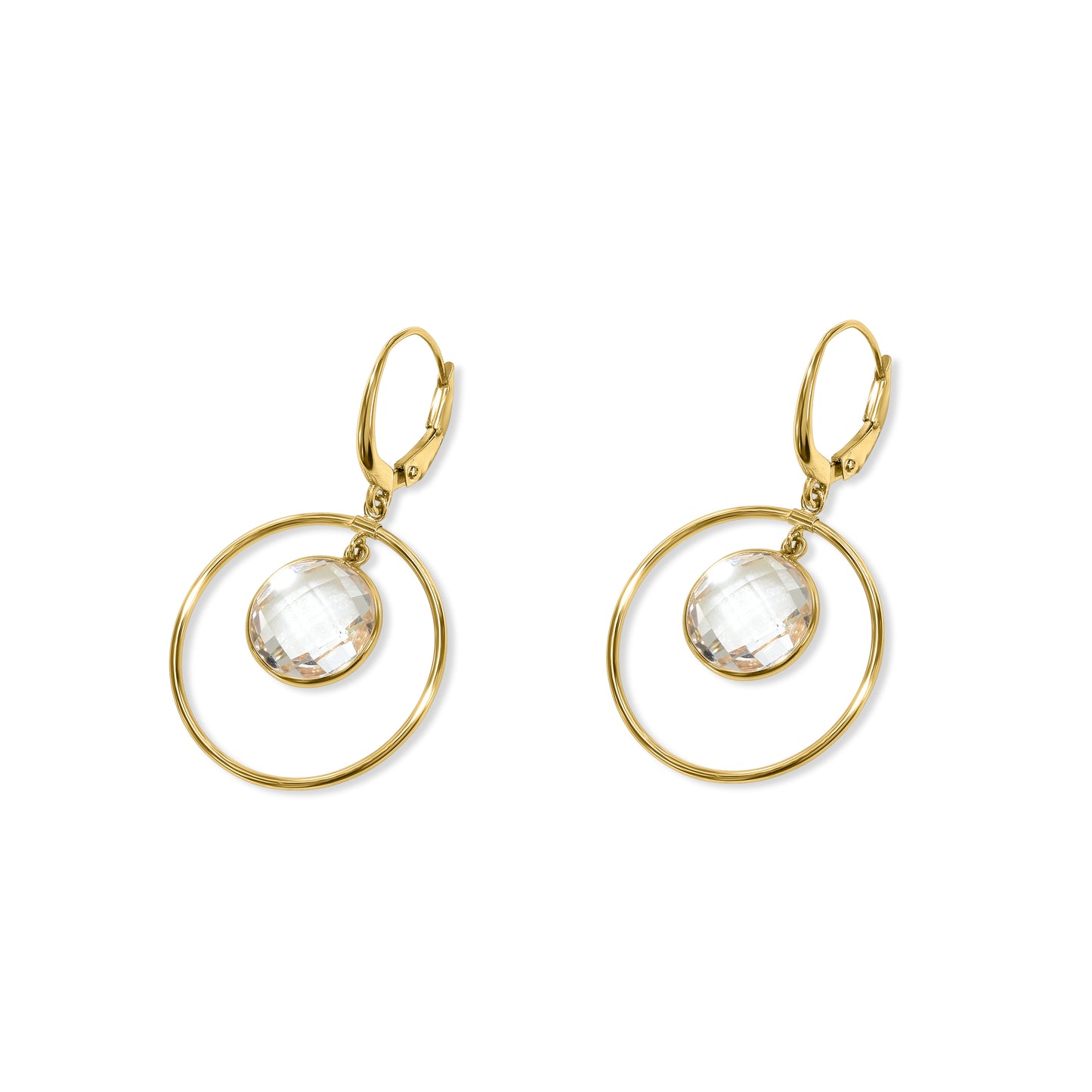 14k White Topaz Circle Earring