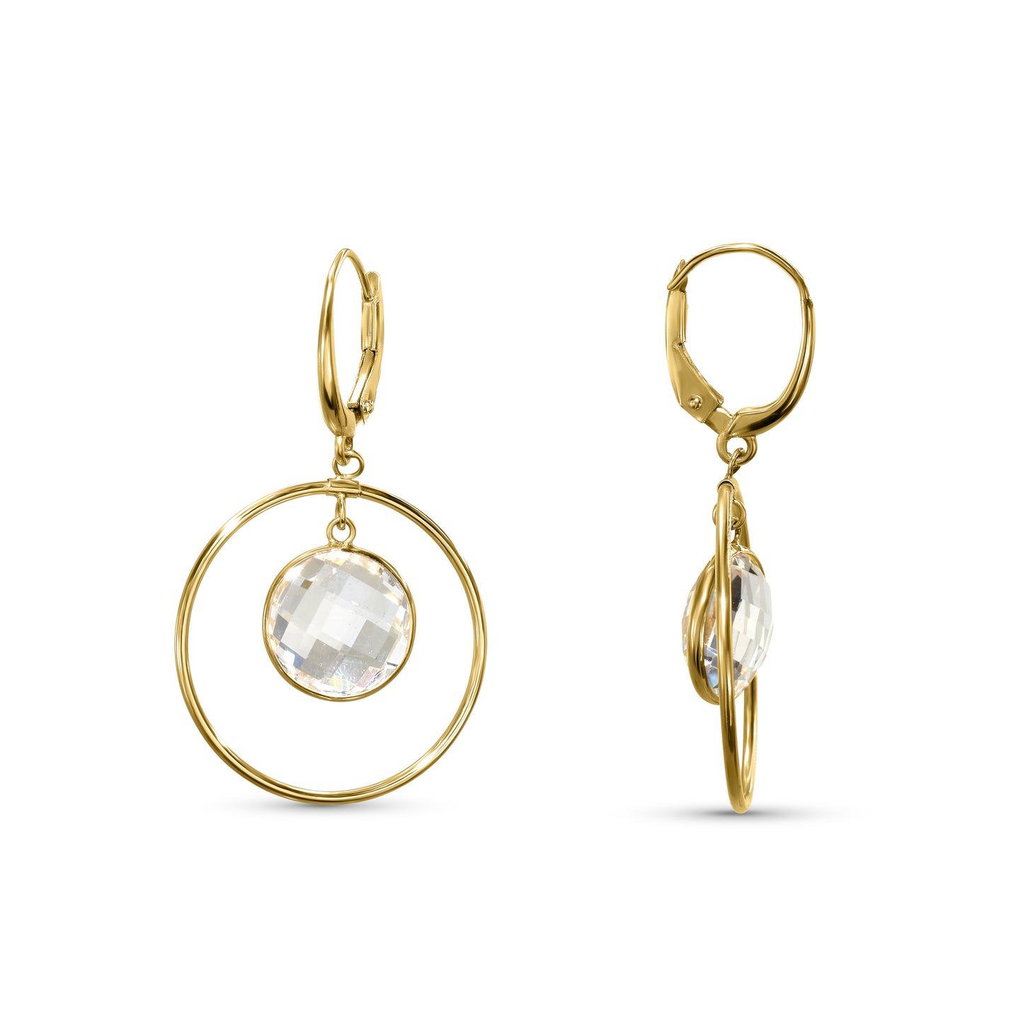 14k White Topaz Circle Earring