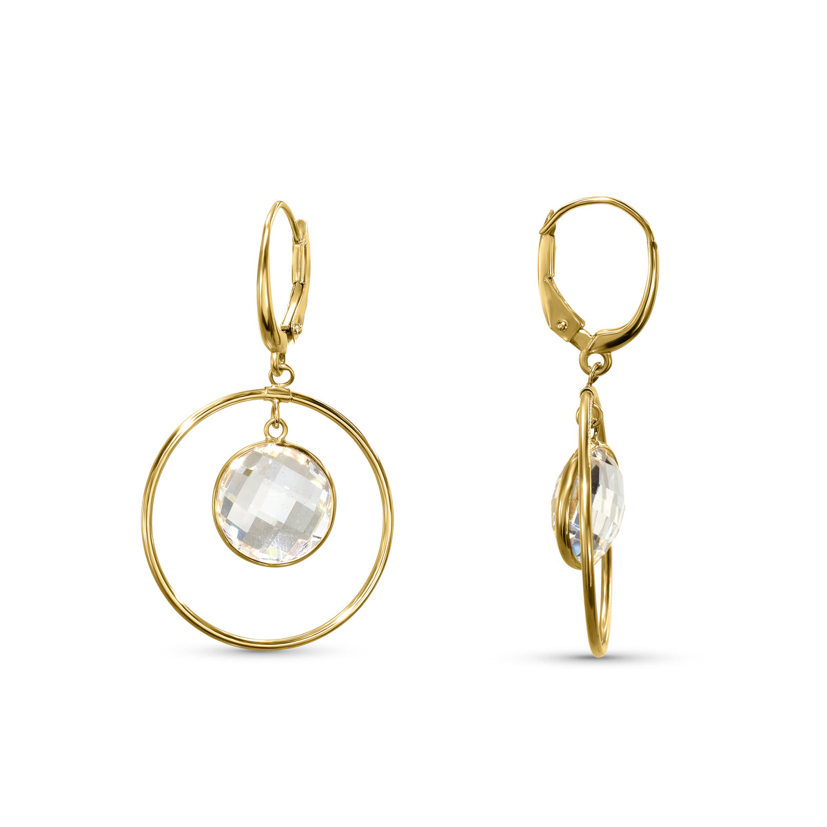 14k White Topaz Circle Earring