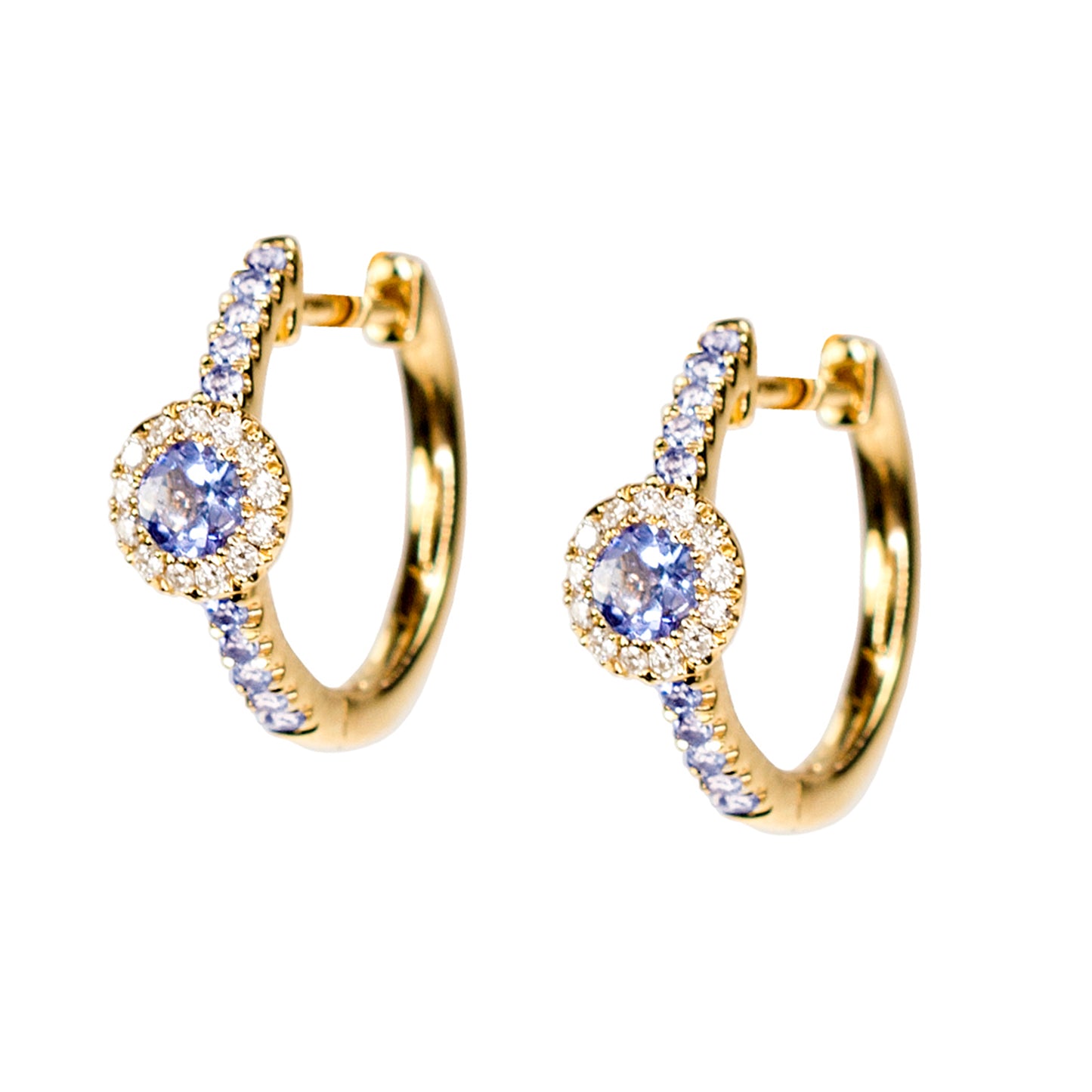 14k Yellow Tanzanite Diamond Hoop Earring