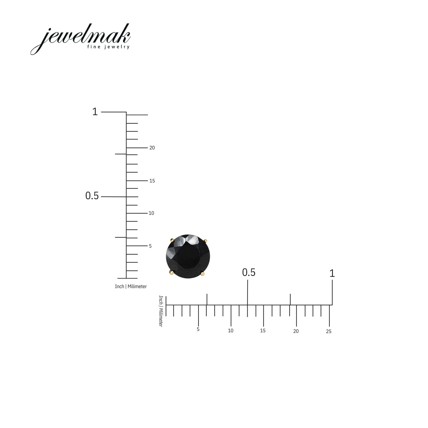 14k Black Onyx 7mm Faceted Round Stud Earring