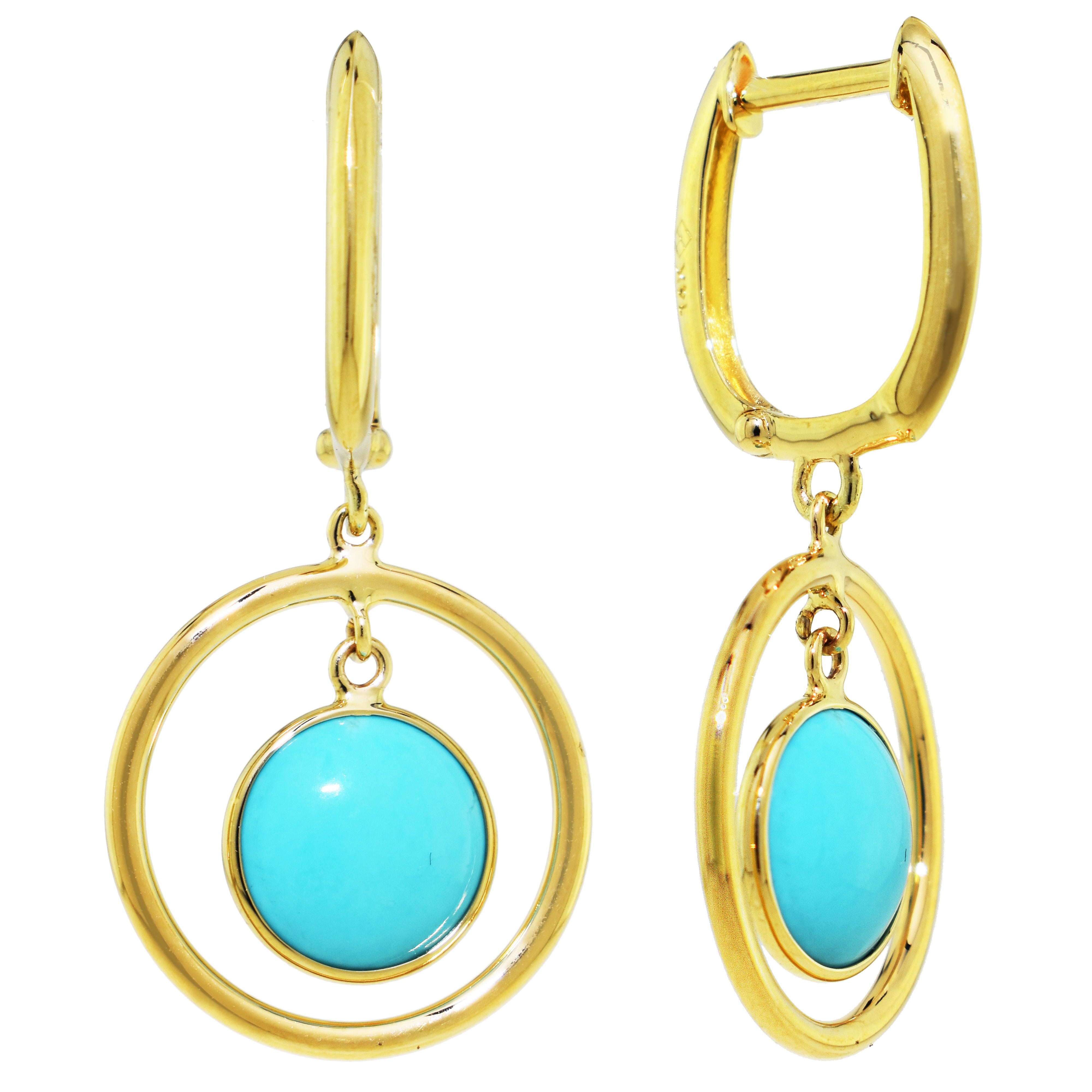 14k Yellow Gold Gemstone Halo Hoop Earring