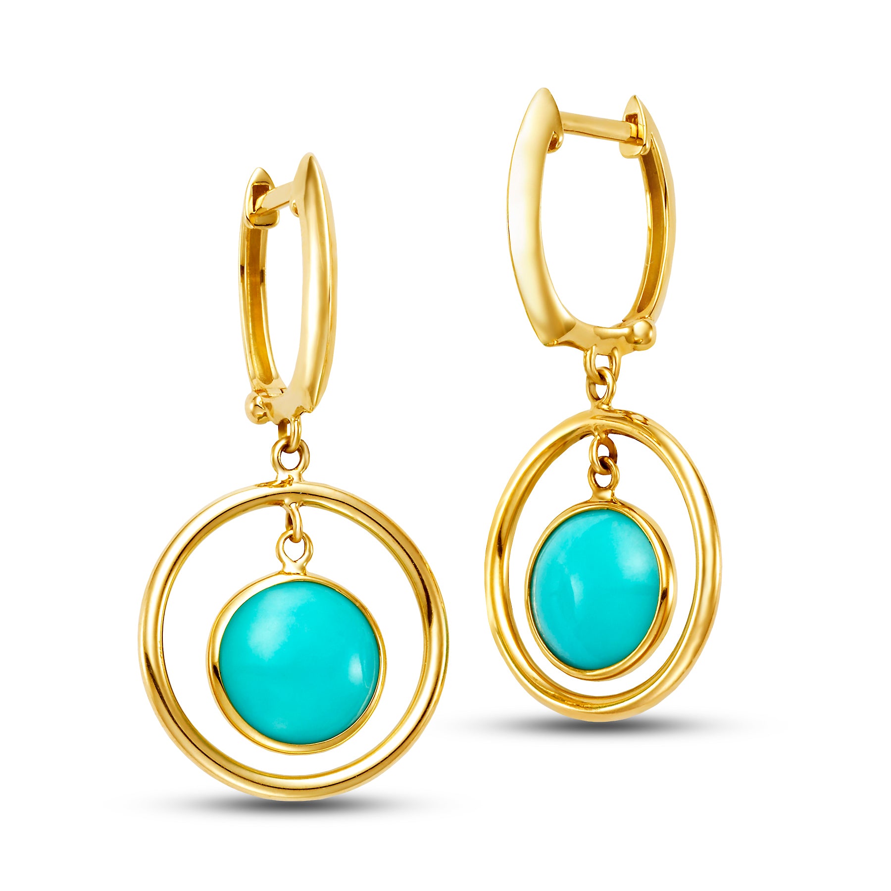 14k Yellow Gold Gemstone Halo Hoop Earring