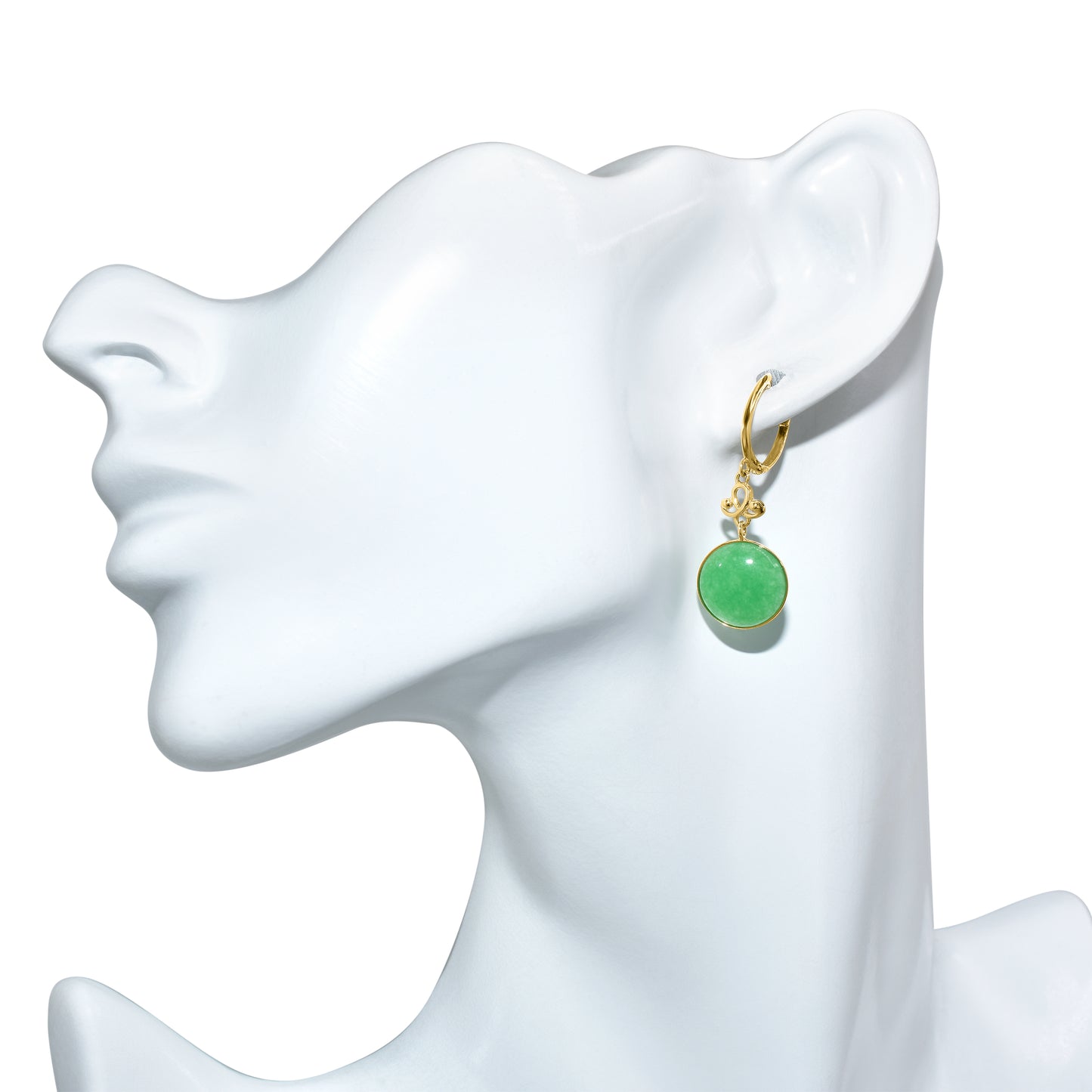 14k Green Jade Hoop Earring