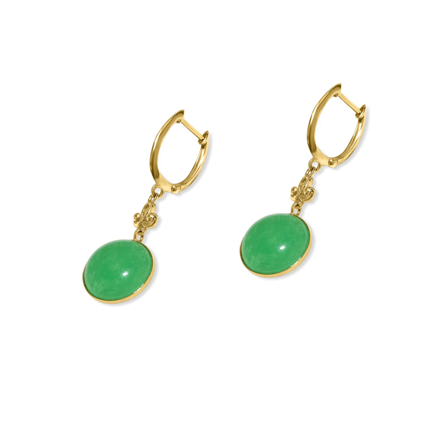 14k Green Jade Hoop Earring