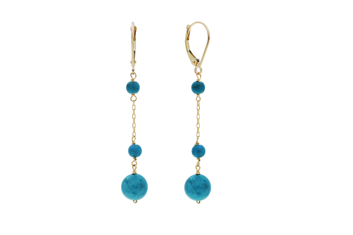 14k Turquoise Leverback Dangle Earring