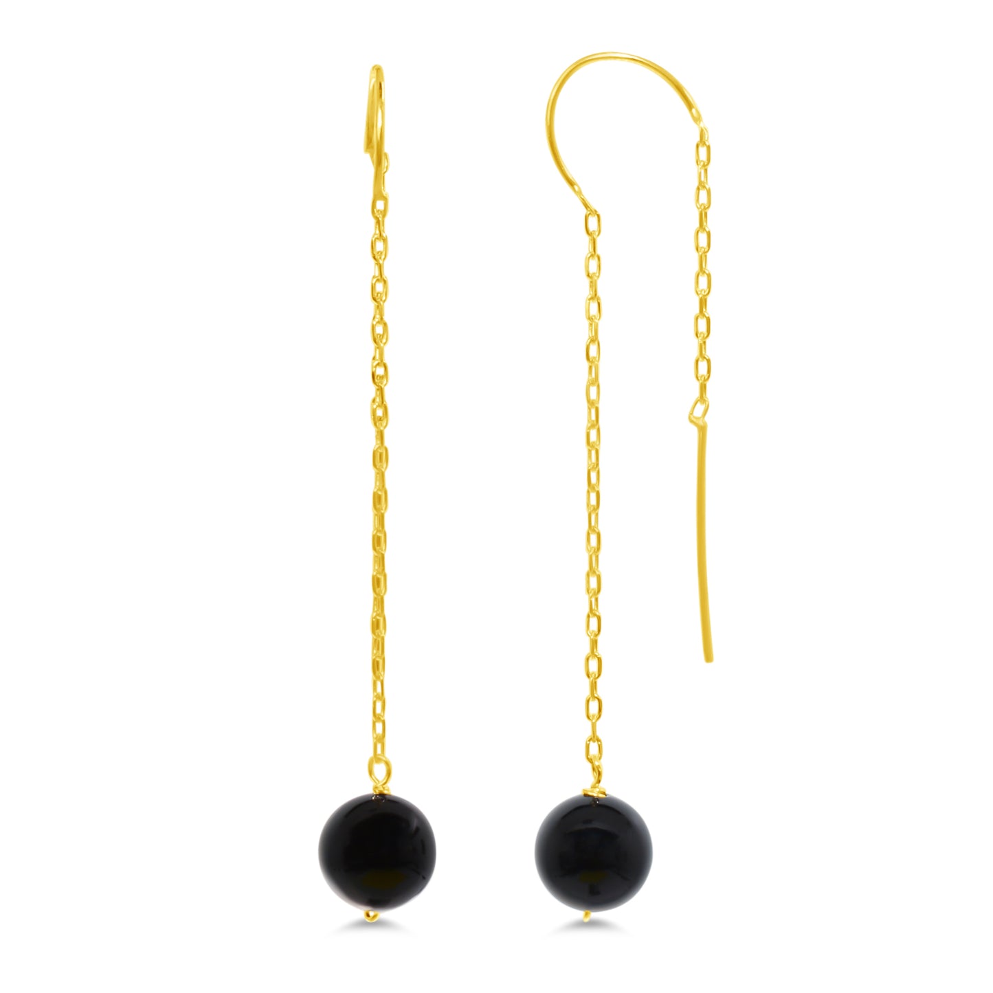 14k Pink Coral or Black Onyx Threader Earring Black Onyx